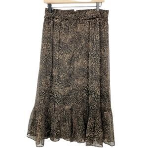 Walter Baker Gemma Midi Skirt Animal Cheetah Print Nala Ruffles Brown Size 8
